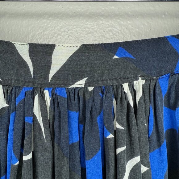 Vintage Printed Silk Skirt Handmade Blue Black White Pleated Circle Skirt Small - Picture 5 of 12
